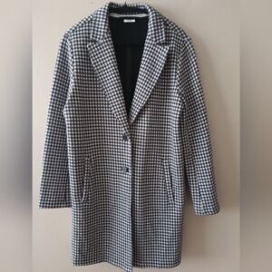 Marc O'Polo Black and White Houndstooth Knitted Coatigan Cardigan Coat Medium
